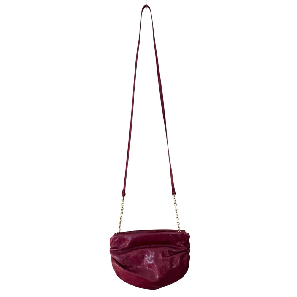 HOBO Belle Ruched Leather Crossbody Bag in Berry Red Like New - Picture 3 of 7